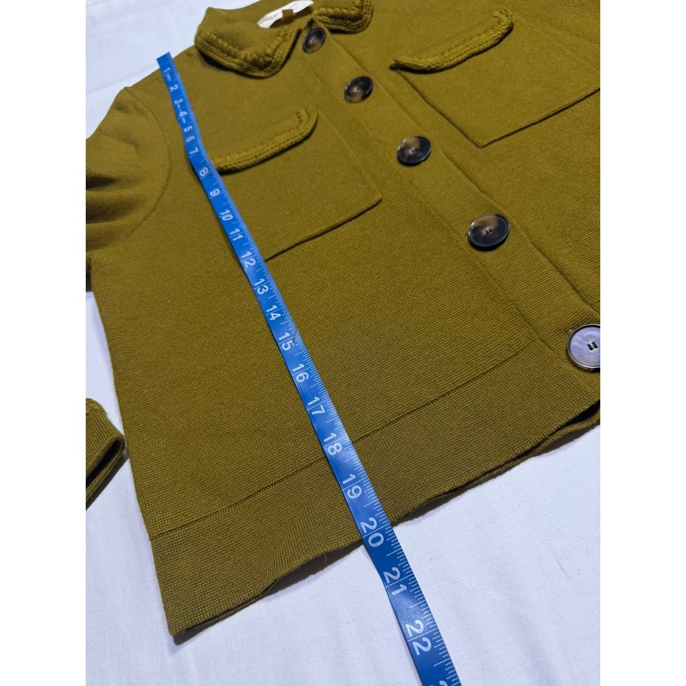 SEZANE Betty Cardigan Jacket Merino Wool Khaki Green Olive - Picture 11 of 11
